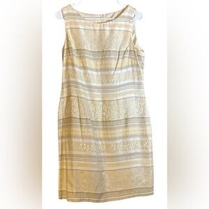 Vntg Y2K  Dawn Joy striped Rayon blend  Damask sheathDress Sz 12 Preppy Classic